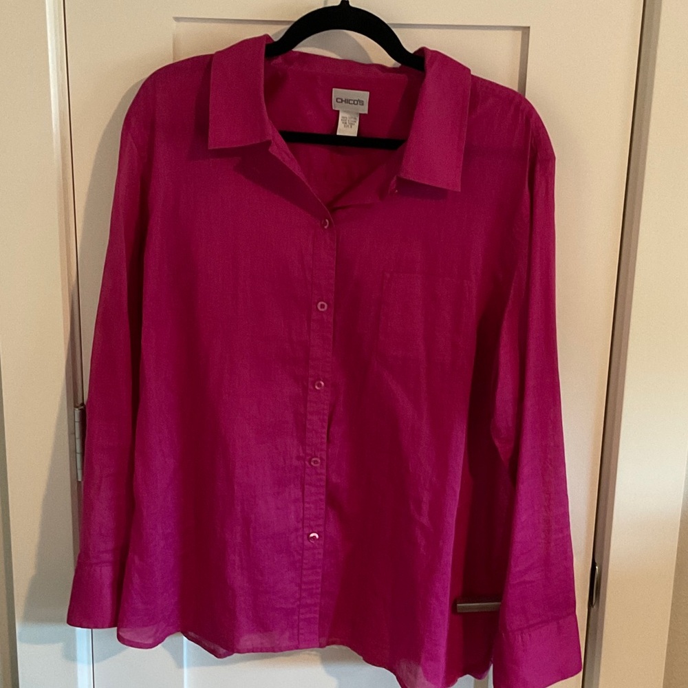 Chico's Fuchsia Button-Down Shirt
